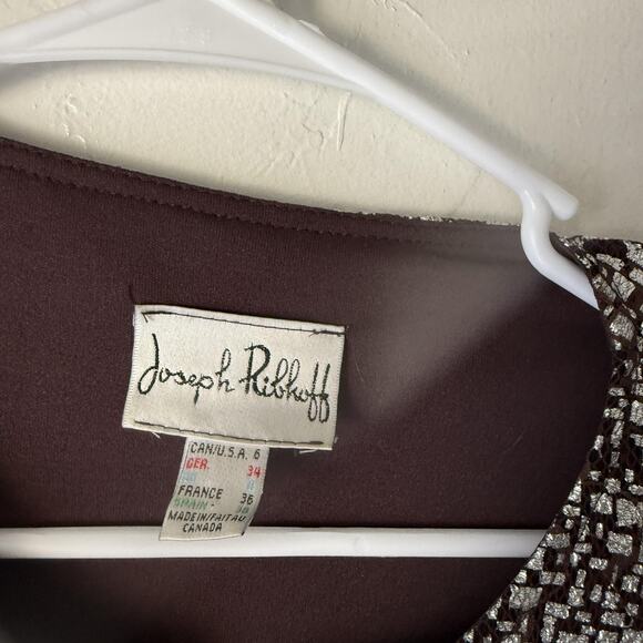 Joseph Ribkoff Jacket Vintage 6 Silver Metallic Cropped Full Zip Evening Dressy - Picture 4 of 8